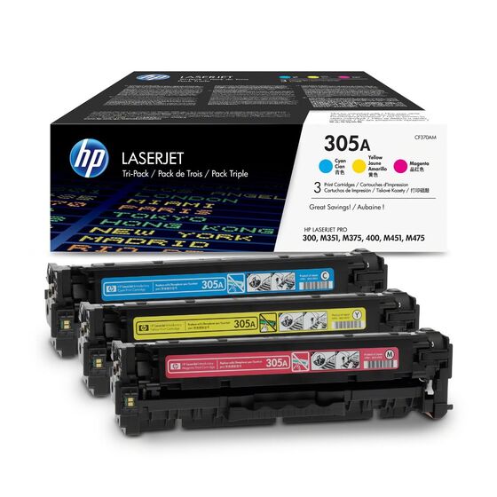HP 305A színes kit (CF370AM 1-1db ciánkék, magenta és sárga toner) eredeti