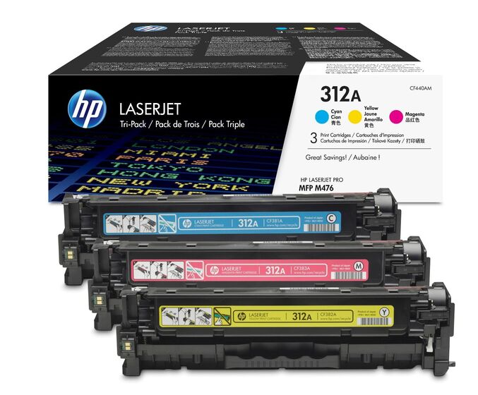 HP 312A színes kit (CF440AM 1-1db ciánkék, magenta és sárga toner) eredeti