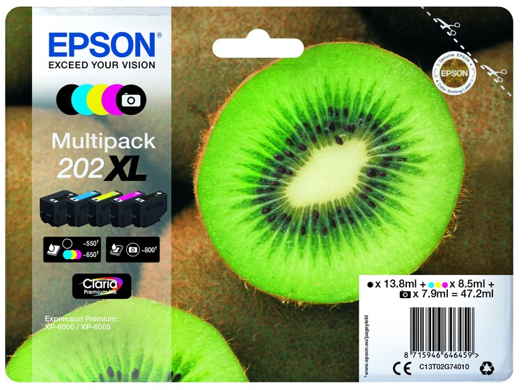 Eredeti Epson 202XL nagy kapacitású multipack (5 szín)