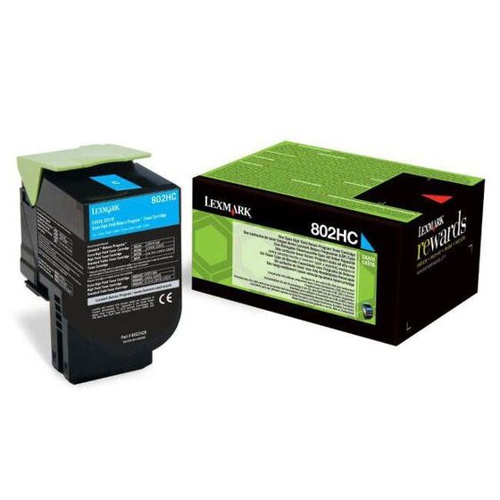 Eredeti Lexmark 802HC nagy kapacitású ciánkék toner (80C2HC0)
