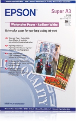 Epson Watercolor White Paper - Radiant White, A3, 190g, 20 l