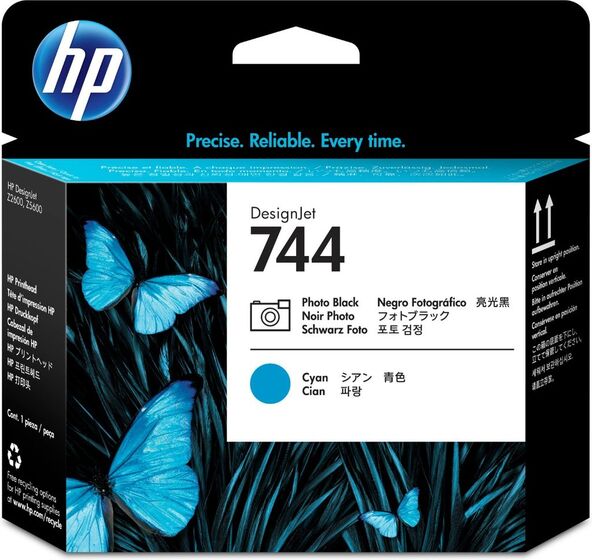 HP 744 foto fekete / ciánkék nyomtatófej (F9J86A) eredeti