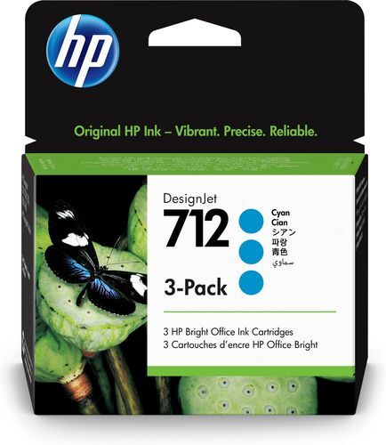 HP 712 ciánkék patron 3-as csomag (3ED77A) eredeti