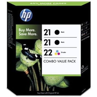HP 2x21 / 22 multipack, 2 db fekete és 1db színes patron (SD400AE) eredeti