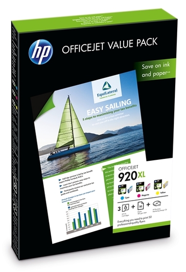 HP 920XL multipack, 3 színű patroncsomag + papír (CH081AE) eredeti