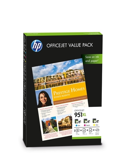 HP 951XL multipack, 3 színű nagy kapacitású patroncsomag + papír (CR712AE) eredeti