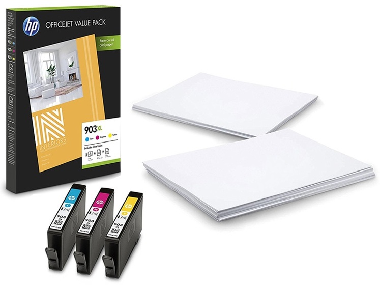 HP 903XL multipack, 3 színű nagy kapacitású patroncsomag + papír (1CC20AE) eredeti
