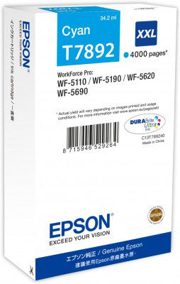Eredeti Epson T7892 ciánkék XXL tintapatron
