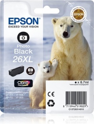 Eredeti Epson 26 XL foto fekete patron