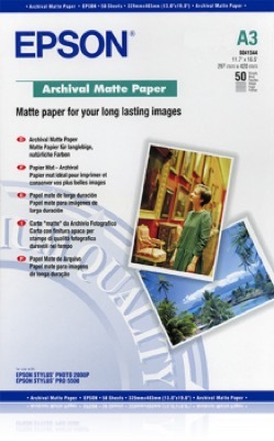 Epson Archival Matte Paper pigmentált tintához, A3, 192g, 50