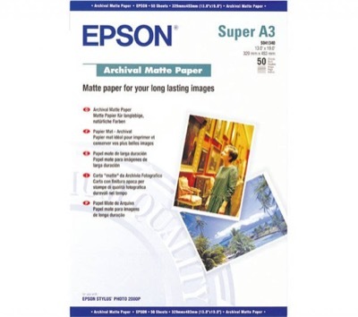 Epson Archival Matte Paper pigmentált tintához, A3+, 192g, 5