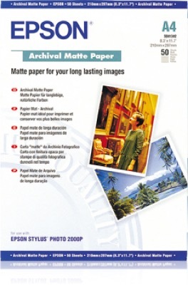 Epson Archival Matte Paper pigmentált tintához, A4, 189g, 50