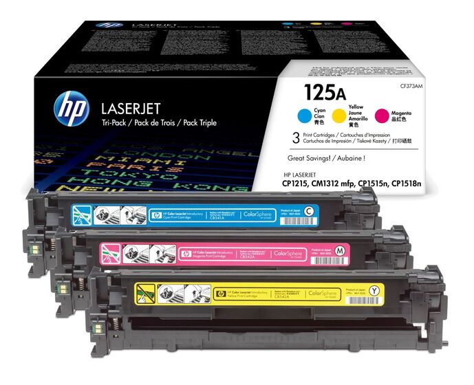 HP 125A színes kit (CF373AM 1-1db ciánkék, magenta és sárga toner) eredeti