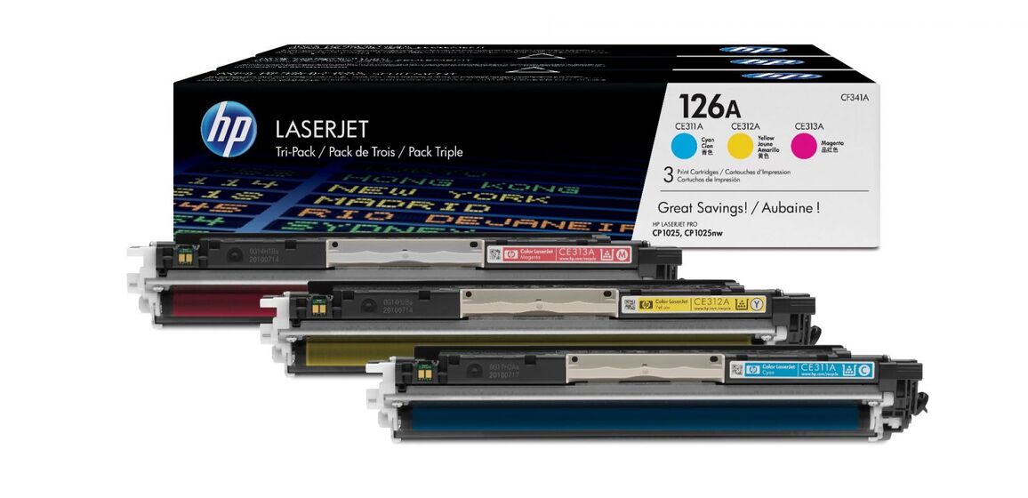 HP 126A színes kit (1-1db ciánkék, magenta és sárga toner) eredeti